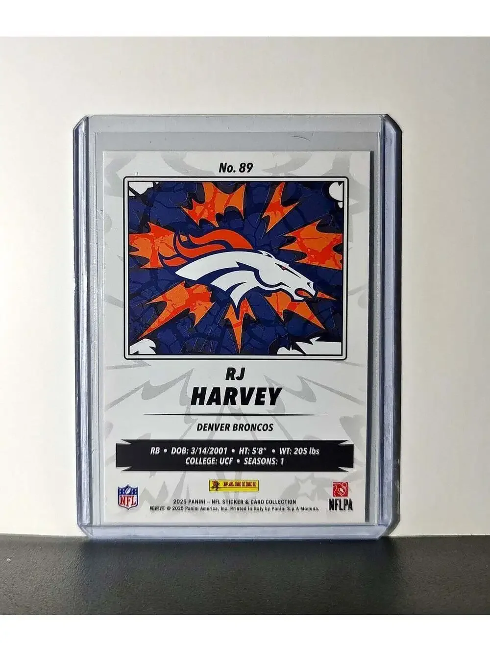 RJ Harvey Rookie 2025 Panini NFL #89 Sticker Card Denver Broncos